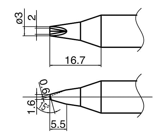 3-9235-20 ハイパワーはんだごて用こて先 T33-1610