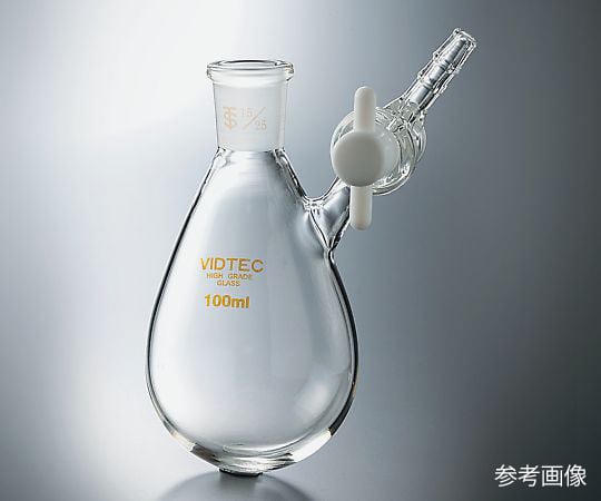 3-9408-03 茄子形シュレンク（Fタイプ・テフロン(R)コック） 摺合15/25 200mL 7013-03-1