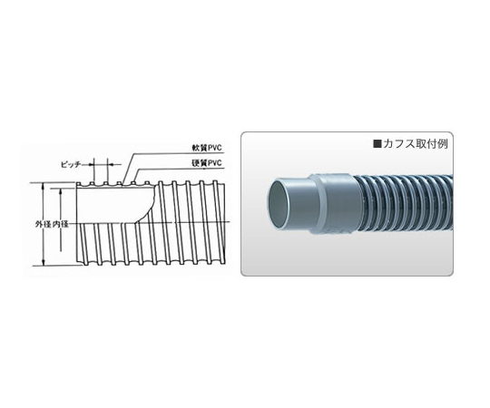 東拓工業3-9508-22　塩ビダクトホース（EE）　177.8×190.6mm　1m 21107-175