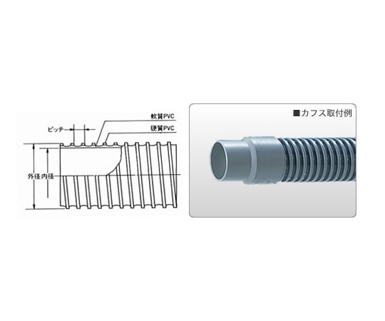 東拓工業3-9508-25　塩ビダクトホース（EE）　252×266.2mm　1m 21107-250