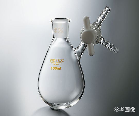 3-9591-01 茄子形シュレンク（Eタイプ・テフロン(R)コック） 摺合15/25 50mL 7011-01-1