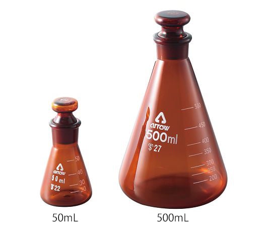 3-9677-01 共栓三角フラスコ（茶褐色） 50mL 50