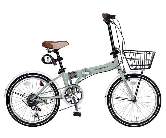 【簡易組立必要】池商3-9762-14　折りたたみ自転車（オールインワン）　カーキ M-206F KH