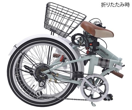 【簡易組立必要】池商3-9762-14　折りたたみ自転車（オールインワン）　カーキ M-206F KH