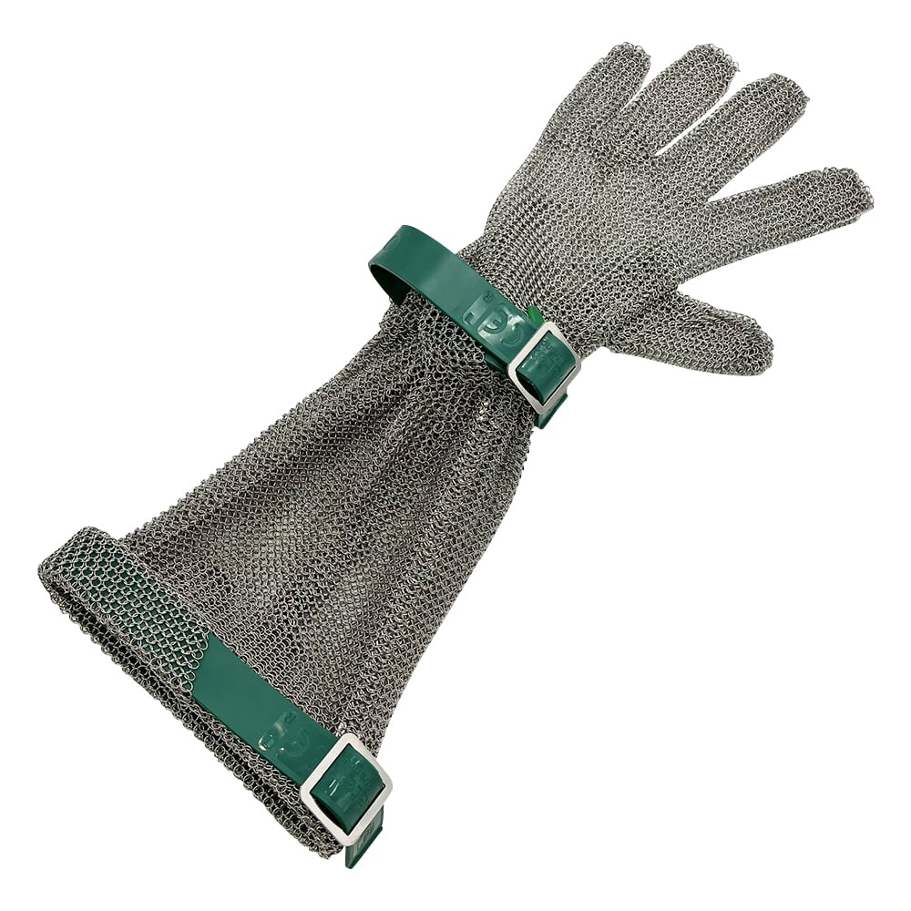 ステンレスメッシュ手袋（ロングカフ） 緑ベルト XS 0GCM.131.12.000.