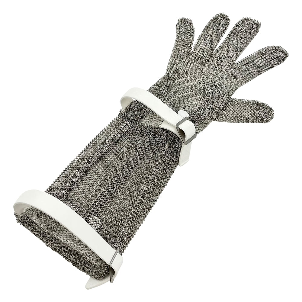 Manulatex ステンレスメッシュ手袋 ロングカフ 赤ベルト M 3-9852-13 - 1