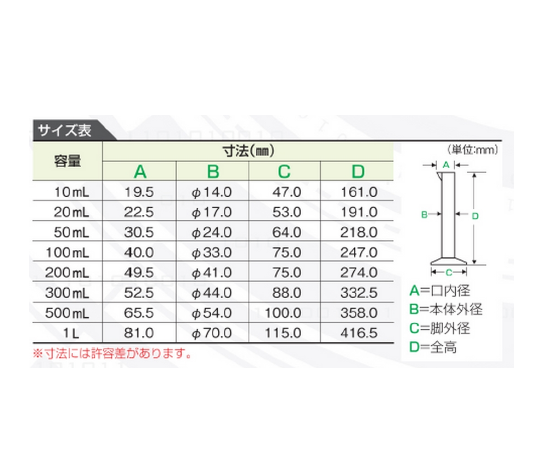 ニッコー30-0301-55　ＰＰメスシリンダー　１L　3003-01