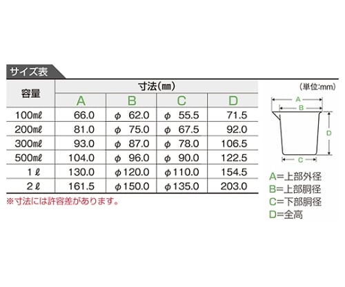 ニッコー30-0801-00-55　PC計量カップ 100ml　3008-0100