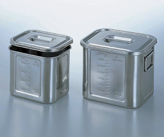 本間冬治工業4-1006-10角型目盛付ポット（取手付き）14.2L【1個】(as1-4-1006-10)