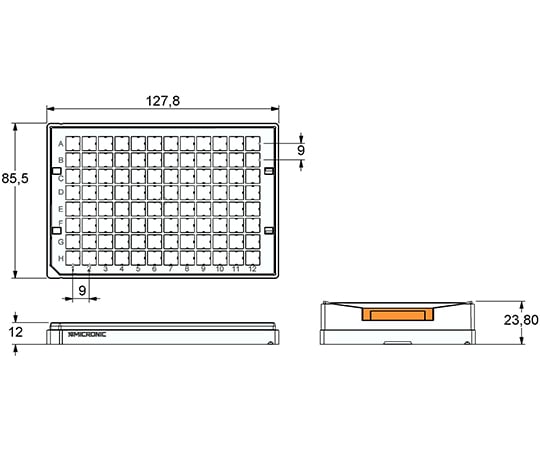 Micronic　Europe　B.V.4-1087-21　96well　format用ラック　Micronic96-1　low　cover　MP51200