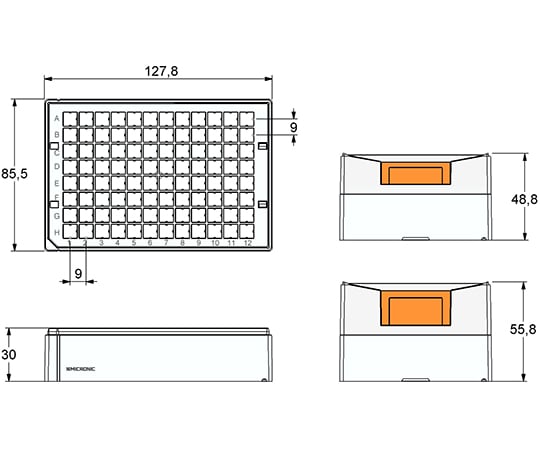 Micronic　Europe　B.V.4-1087-23　96well　format用ラック　Micronic96-4　high　cover　MP51211