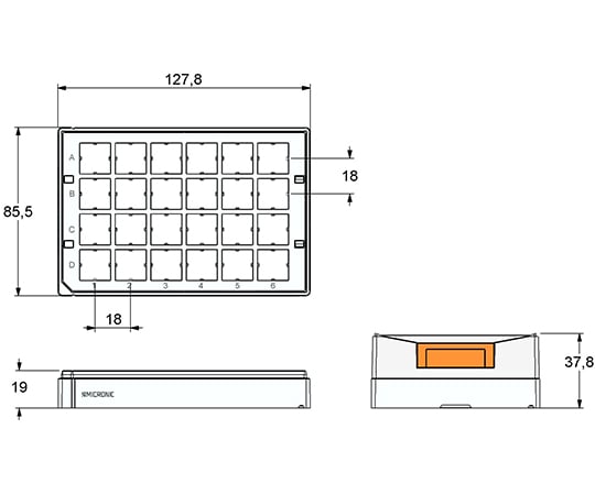 Micronic　Europe　B.V.4-1087-28　24well　format用ラック　Micronic24-2　high　cover　MP51401