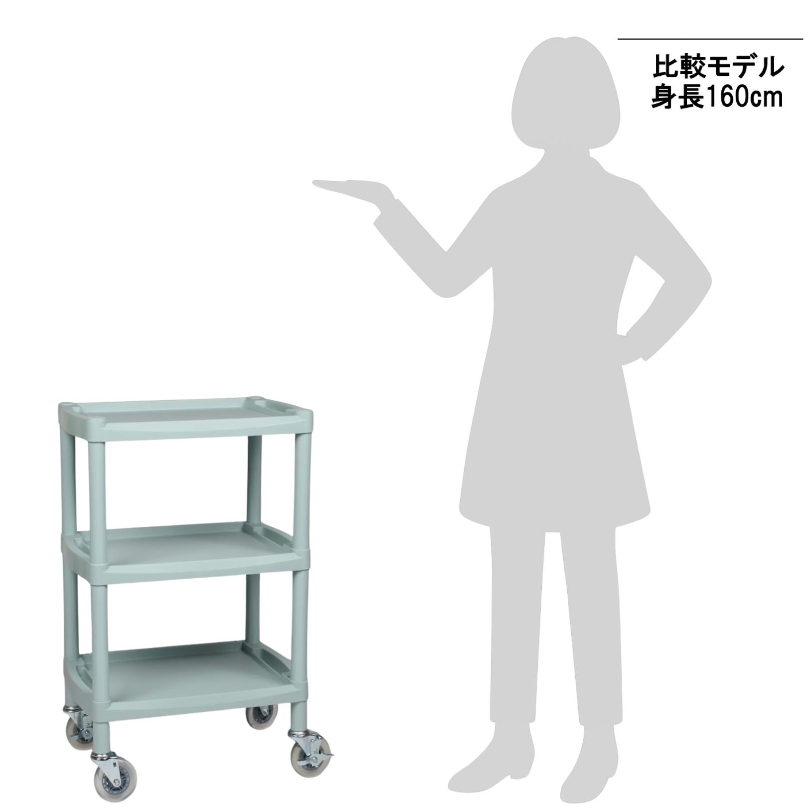 4-1433-03 サイレントプラスチックワゴン（静音キャスタータイプ） 560