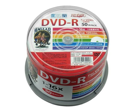 磁気研究所4-1460-03　メディアディスク　DVD-R　50枚入 HDDR120JCP50