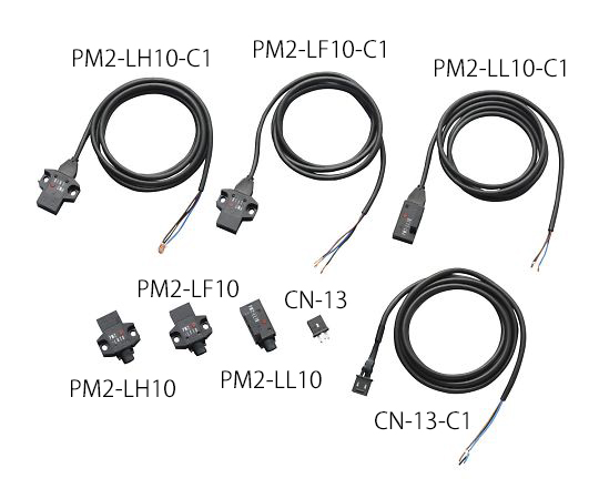 4-158-12 マイクロフォトセンサ（限定反射型・アンプ内蔵）用ケーブル（0.2mm2・3芯・1m）付コネクタ CN-13-C1