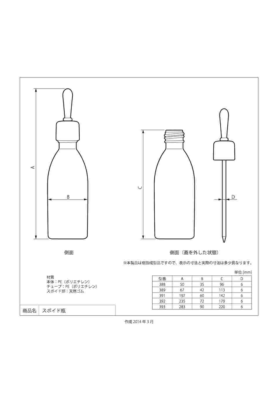 4-1810-01 スポイト瓶（PE製） 50mL 388 【AXEL】 アズワン