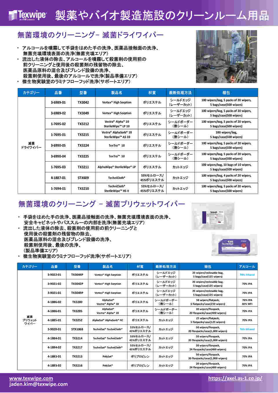 4-1884-01 滅菌プリウェットワイパー TechniSat® 50枚入 TX3214 【AXEL