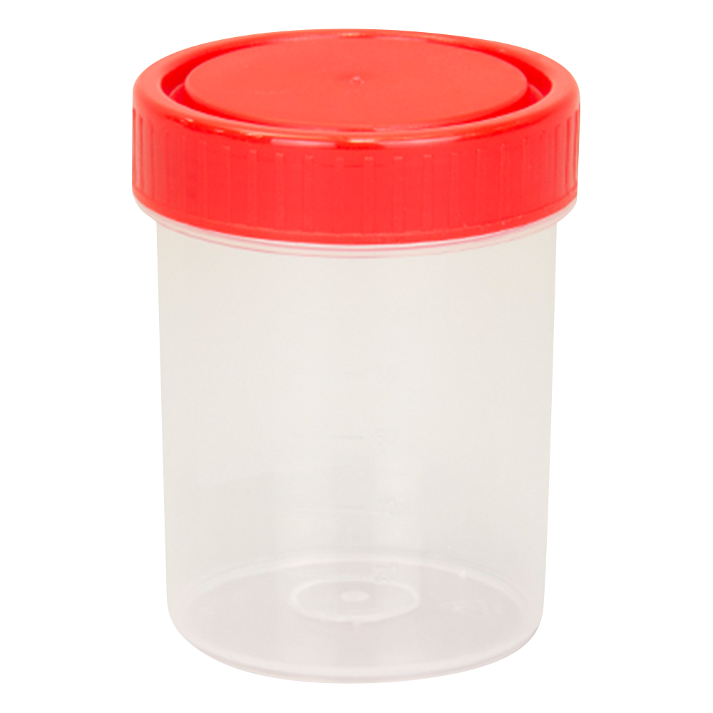 滅菌サンプル容器（個包装タイプ） 赤 120mL 1箱（200個入） P40104R