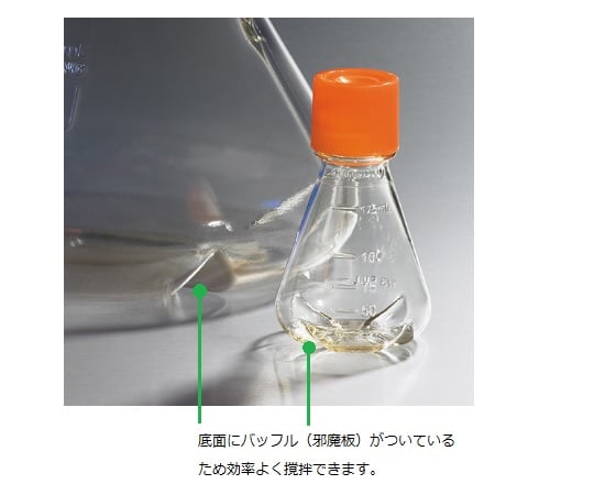 【滅菌】Corning（Falcon）4-2197-01　三角フラスコ　バッフル付　125mL　50個入 431405