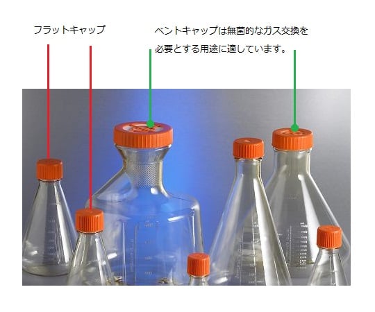 【滅菌】Corning（Falcon）4-2197-01　三角フラスコ　バッフル付　125mL　50個入 431405