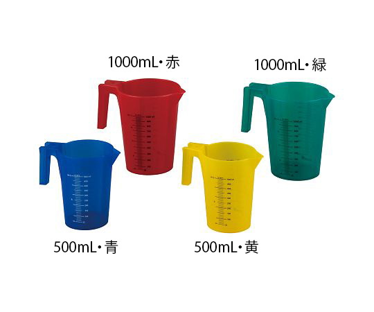 Colorful with handle Beaker (Stacking Type) 1000 mL Green 12 pieces Pack 482945