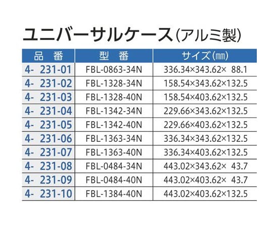 4-231-06 ユニバーサルケース（アルミ製） FBL-1363-34N