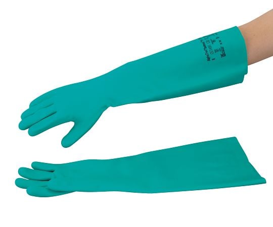アンセル4-2394-01　耐薬ニトリル手袋（アルファテックソルベックス・厚手）　M 37-185