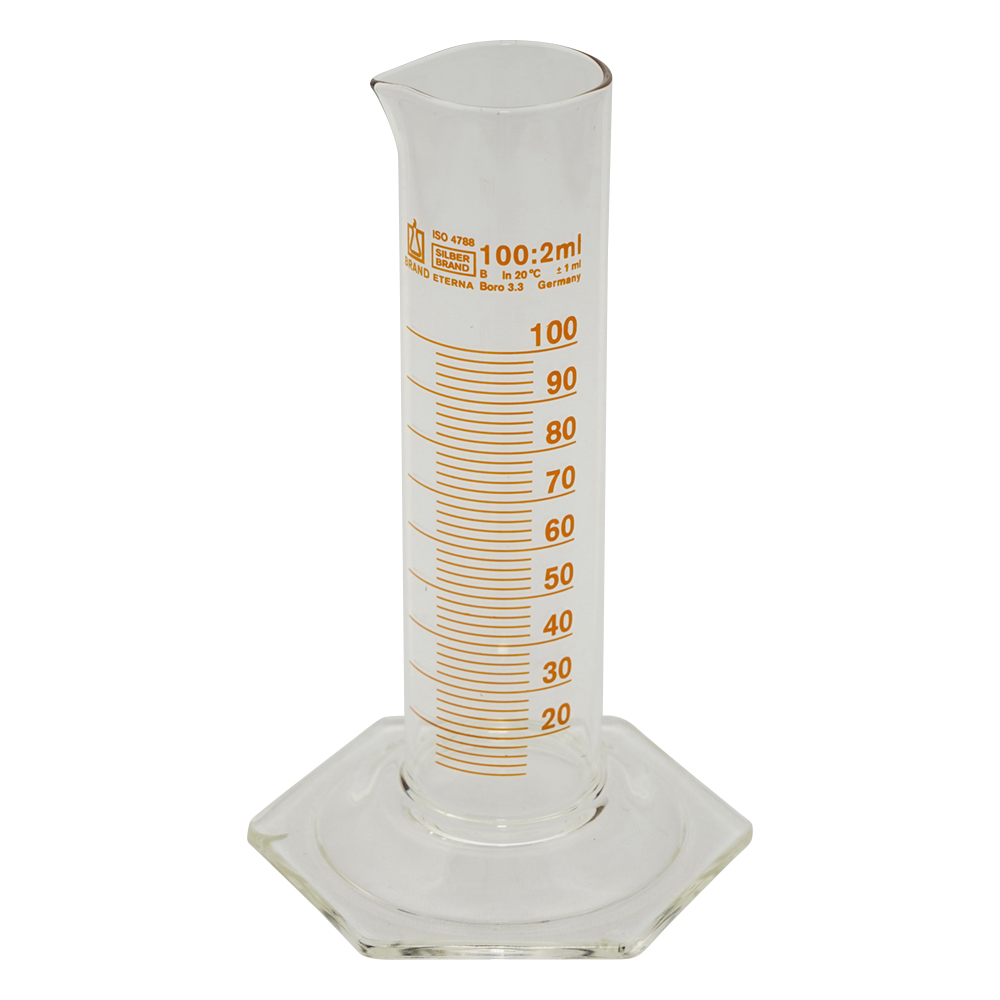 4-2447-02-56 メスシリンダー（太型） 100mL 英語版校正証明書付 42038