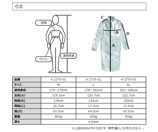 4-2779-02 耐熱コート L HSM120KA-1-52 【AXEL】 アズワン