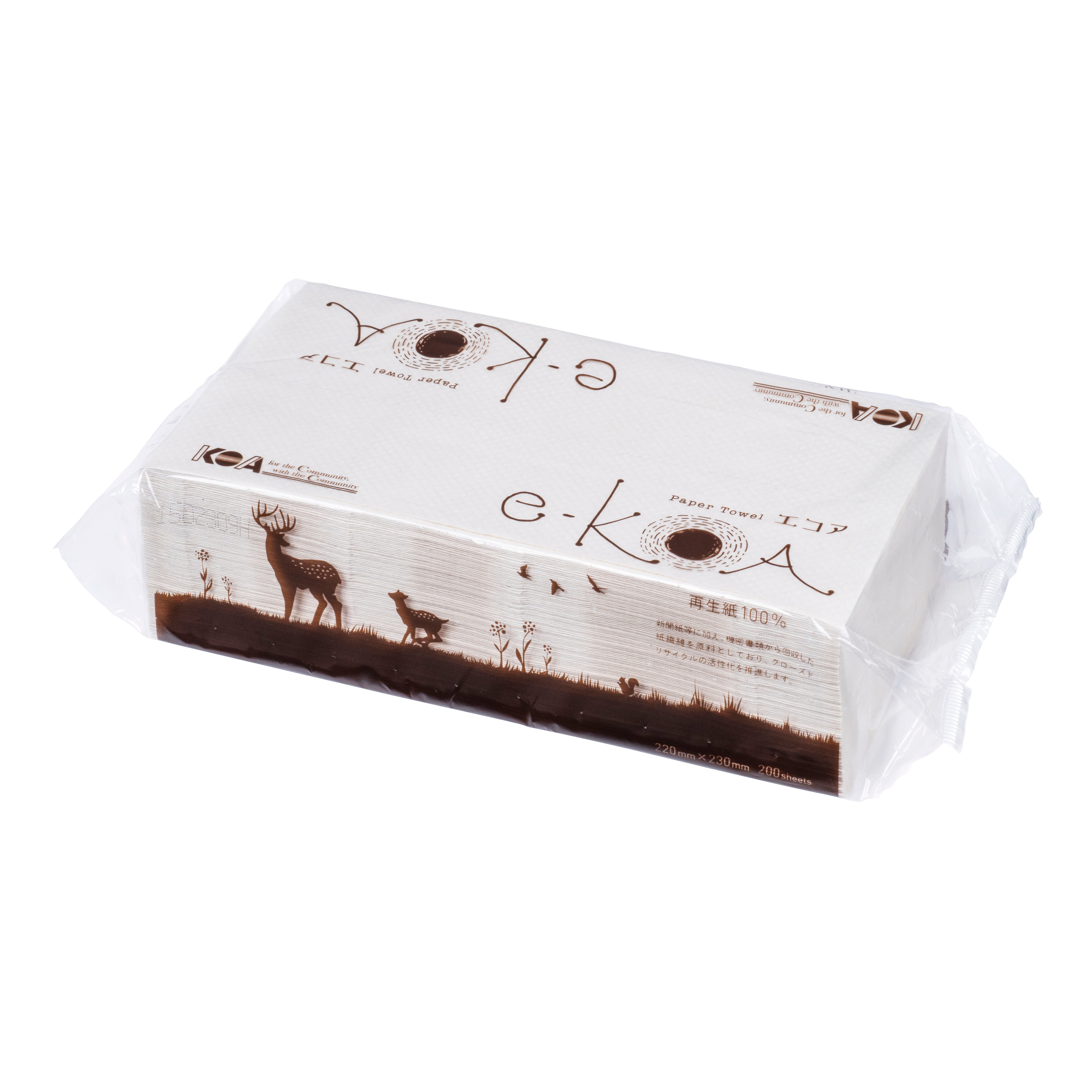 4-3595-02 e-KOAペーパータオル（再生紙100％）セピアホワイト 1ケース（30パック入）