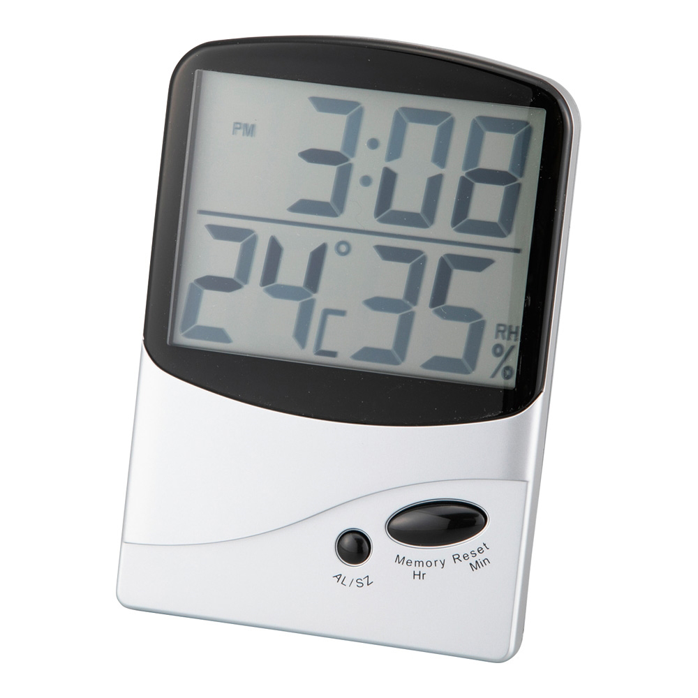 4-3724-01 デジタル温湿度計（時刻表示付き・大画面タイプ） 986HCl