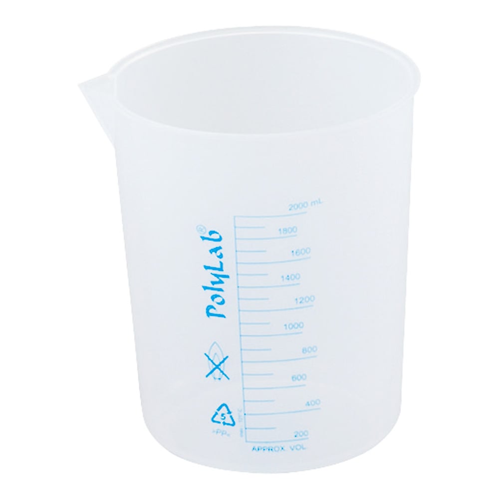 4-4473-06 プラスチックビーカー（青目盛付き・PP製）2000mL 11156
