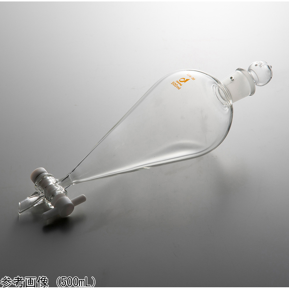 4-4591-04 スキーブ形分液ロート（短足タイプ）テフロンコック 300mL 0533-04-10