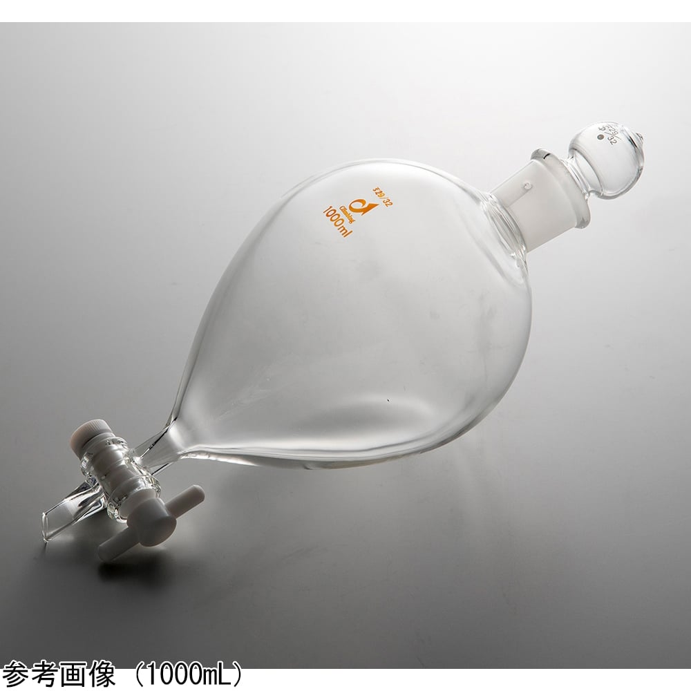 4-4593-07 丸型分液ロート（短足タイプ）テフロンコック 2000mL 0531-07-10