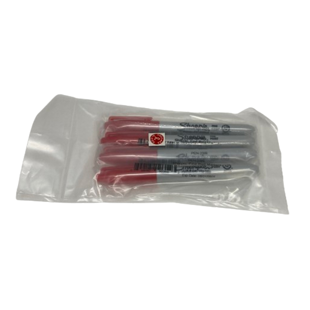 4-4699-03 Sharpie滅菌ラボマーカー 赤 キャップ式 4本入 PEN