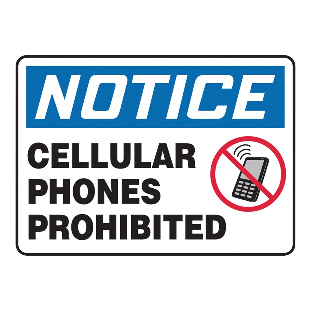 4-4747-11 警告・注意喚起ラベル（英字）Cellular Phones Prohibited MRFQ824VS