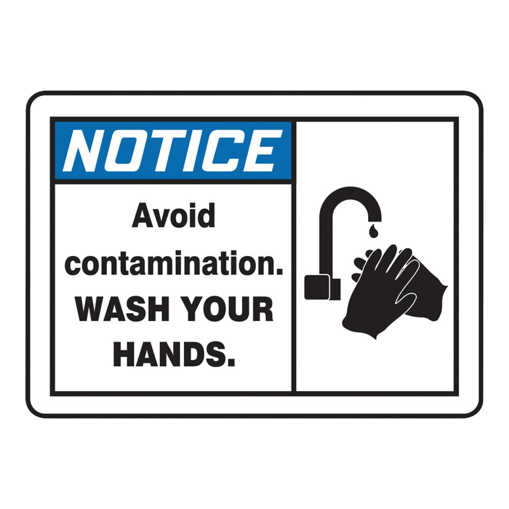 4-4747-12 警告・注意喚起ラベル（英字）Avoid Contamination, Wash Your Hands MCHL810VS