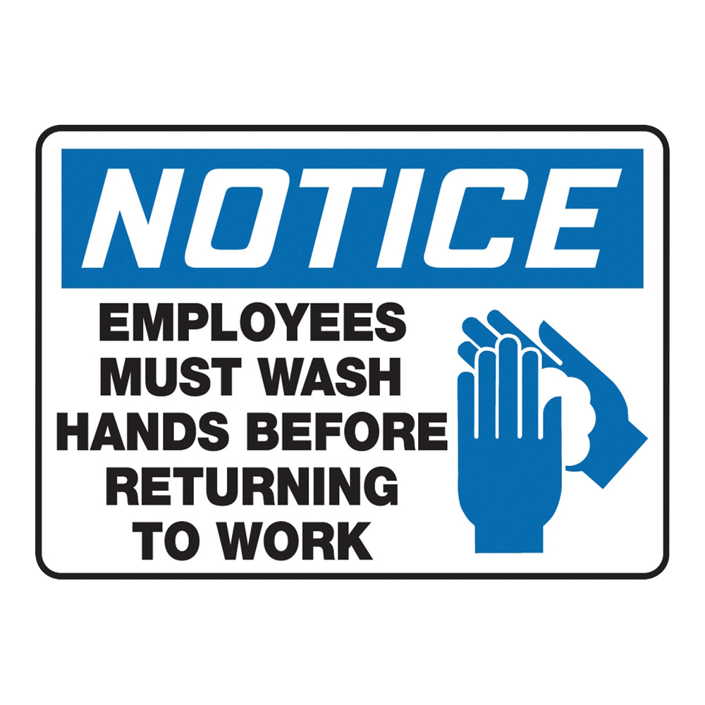 4-4747-13 警告・注意喚起ラベル（英字）Employees Must Wash Hands Before Returning To Work MRST811VS