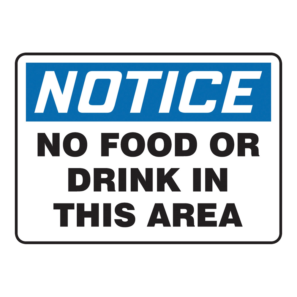 4-4747-15 警告・注意喚起ラベル（英字）No Food Or Drink In This Area MHSK801VS