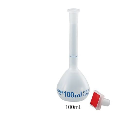 ［取扱停止］PPメスフラスコ（プラグ栓付）　100mL PVFP100as1-4-479-04