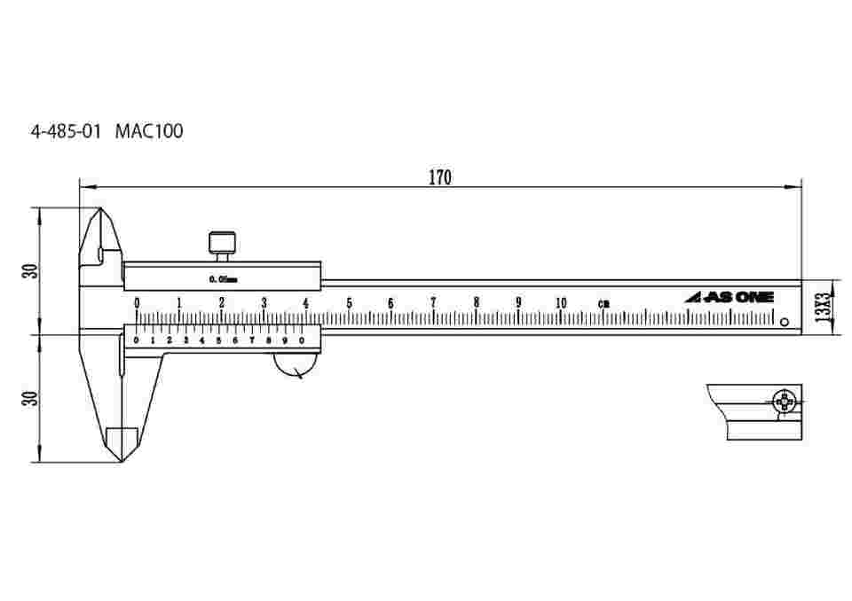 4-485-01 M型標準ノギス（測定範囲100mm） MAC100 【AXEL】 アズワン