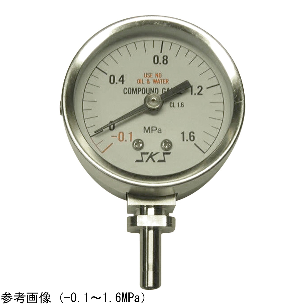 4-5117-03 高純度用圧力計 -0.1～1.6MPa U5A-16C-A1P