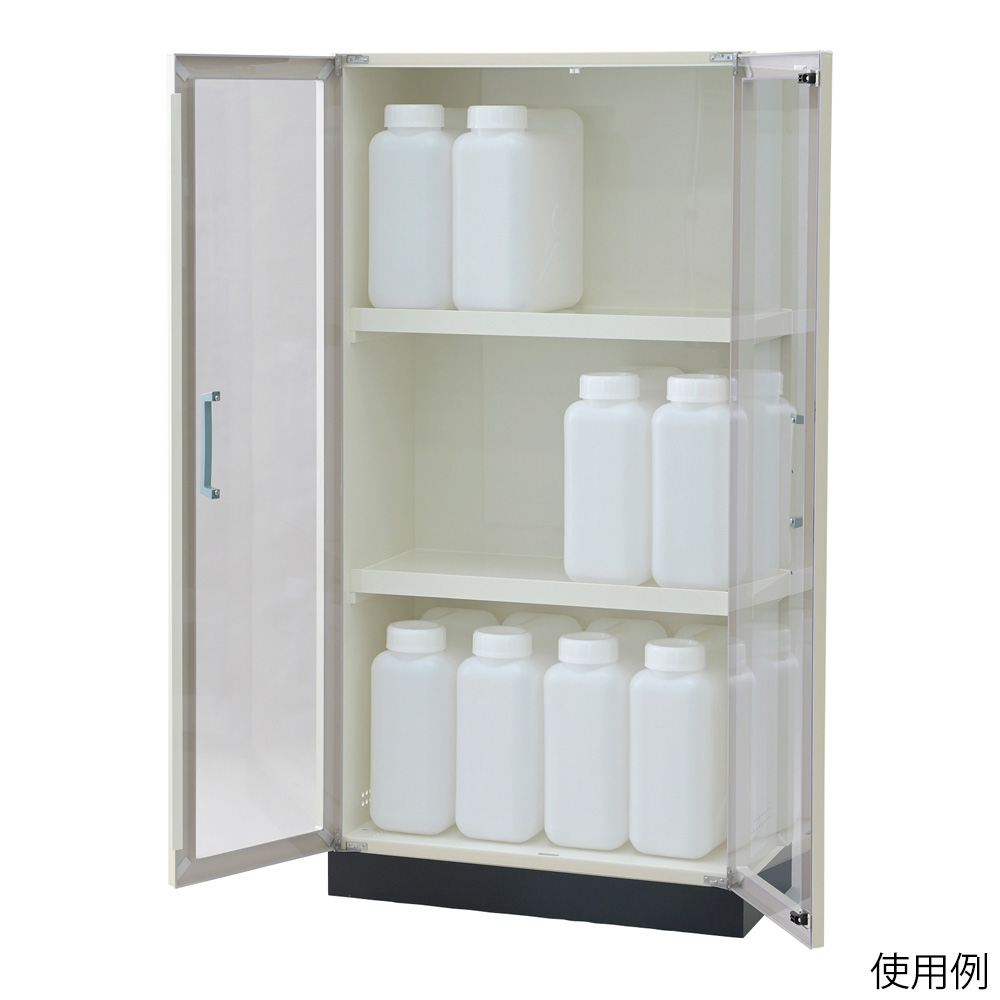 4-5591-02 PVC薬品庫（耐荷重棚・両開き扉タイプ） 900×432.5×1800mm