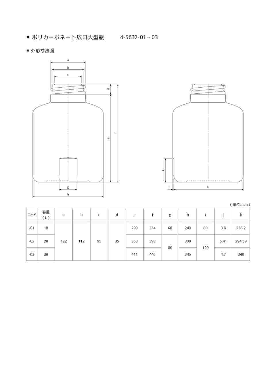 4-5632-03 ポリカーボネート広口大型瓶 30L 1本 1025-03 【AXEL】 アズワン