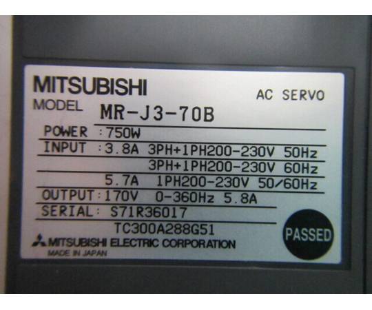 44-1089-67 【中古品】ACサーボドライバー MR-J3-70B 【AXEL】 アズワン