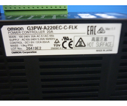 【中古品】単相電力調整器　G3PW-A220EC-C-FLK