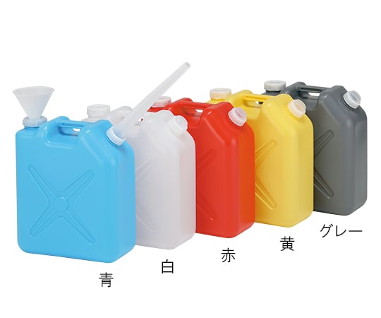 5-085-03 廃液回収容器角型 赤 20L ロート付