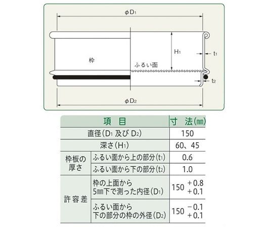 5-5391-04 ふるい（試験用・鉛フリー)<TS製> SUS普及型 φ150mm（深さ45mm） 目開き3.35mm JTS-150-45-22