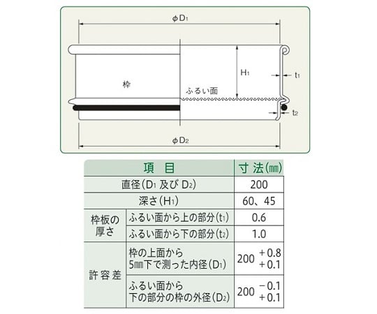 5-5392-02 ふるい(試験用・鉛フリー)<TS製> SUS普及型 φ200mm（深さ45mm） 目開き4.75mm JTS-200-45-20