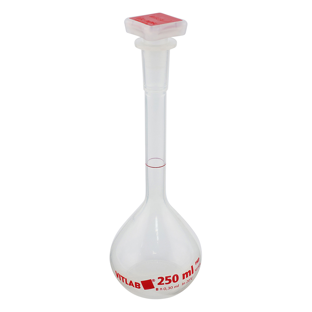 EMユーロPMPメスフラスコ（PP栓付）クラスB 250mL 校正証明書付